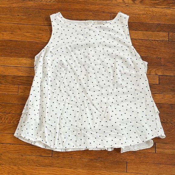 LOFT Tops - LOFT POLKA DOT TANK WITH RUFFLE BACK XL